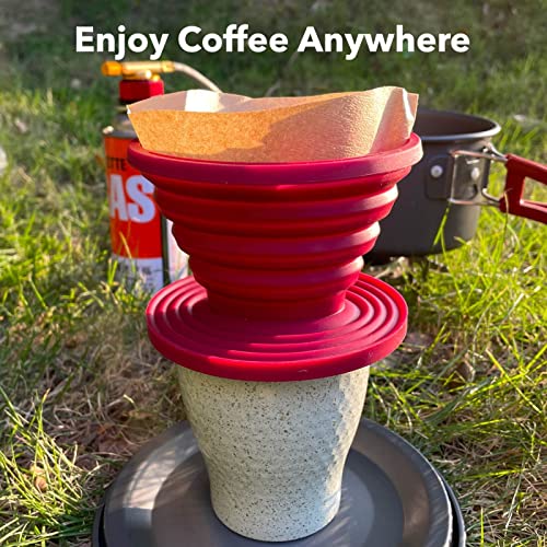 Attsky Red Collapsible Pour Over Coffee Dripper for Camping & Travel