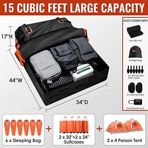 15 Cubic Feet Waterproof Rooftop Cargo Carrier Bag - Heavy Duty