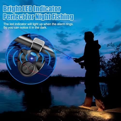 TSV Electronic Fishing Bite Alarm Kit with 4 Alarms & 10 Spare Batteries