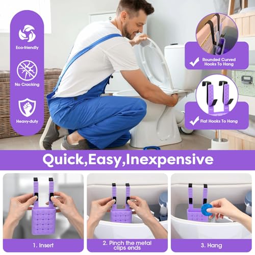 Adjustable Toilet Tank Tablet Holder - Purple Silicone Basket