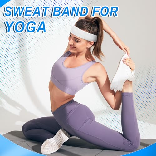 Sport Headbands for Men & Women - 4 Pack Black Cotton Sweatbands