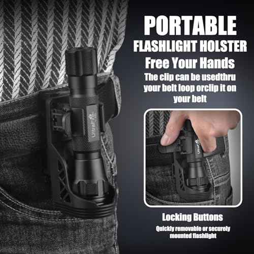 ULTRAFIRE 1000 High Lumen Tactical EDC Flashlight with Holster,Single Mode Police Flashlight with Belt Holder,Bright Law Enforcement Flashlight with Holster for Duty Belt T1 PRO