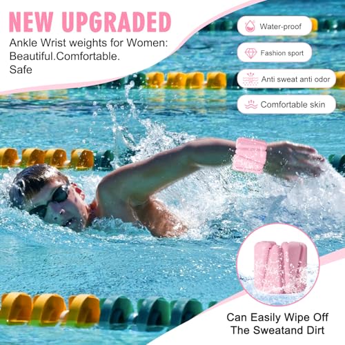 Pink Adjustable Wrist & Ankle Weights Set for Women - Weighted Bangles for Fitness & Exercise