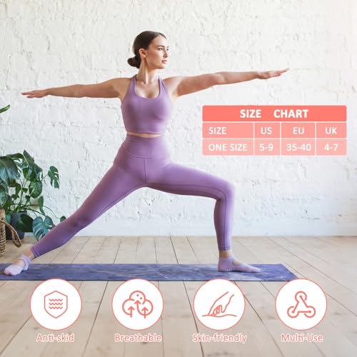 8 Pairs Pilates Socks with Grips for Women - Simple Color 4