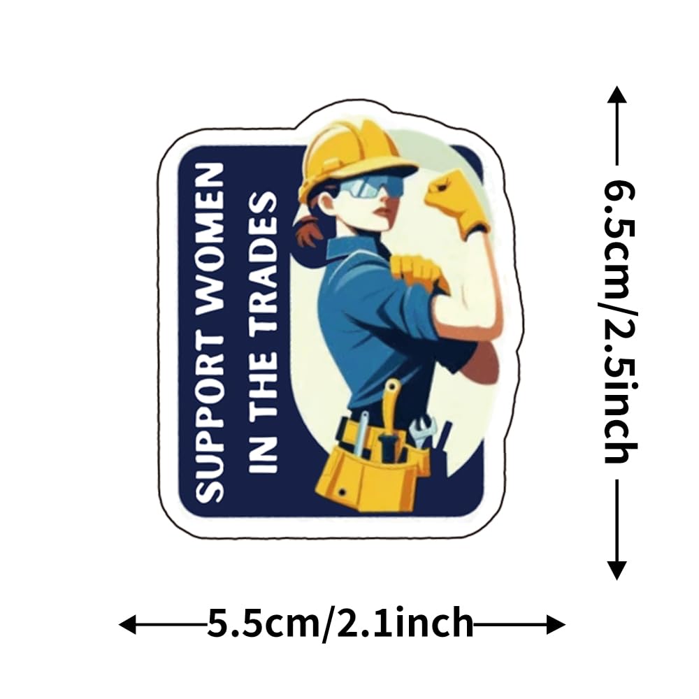 Women Hardhat Sticker | Funny Women in Trade Decals | Female Blue Collar Hard Hat Decals for Car,Waterbottle,Phone,Laptop