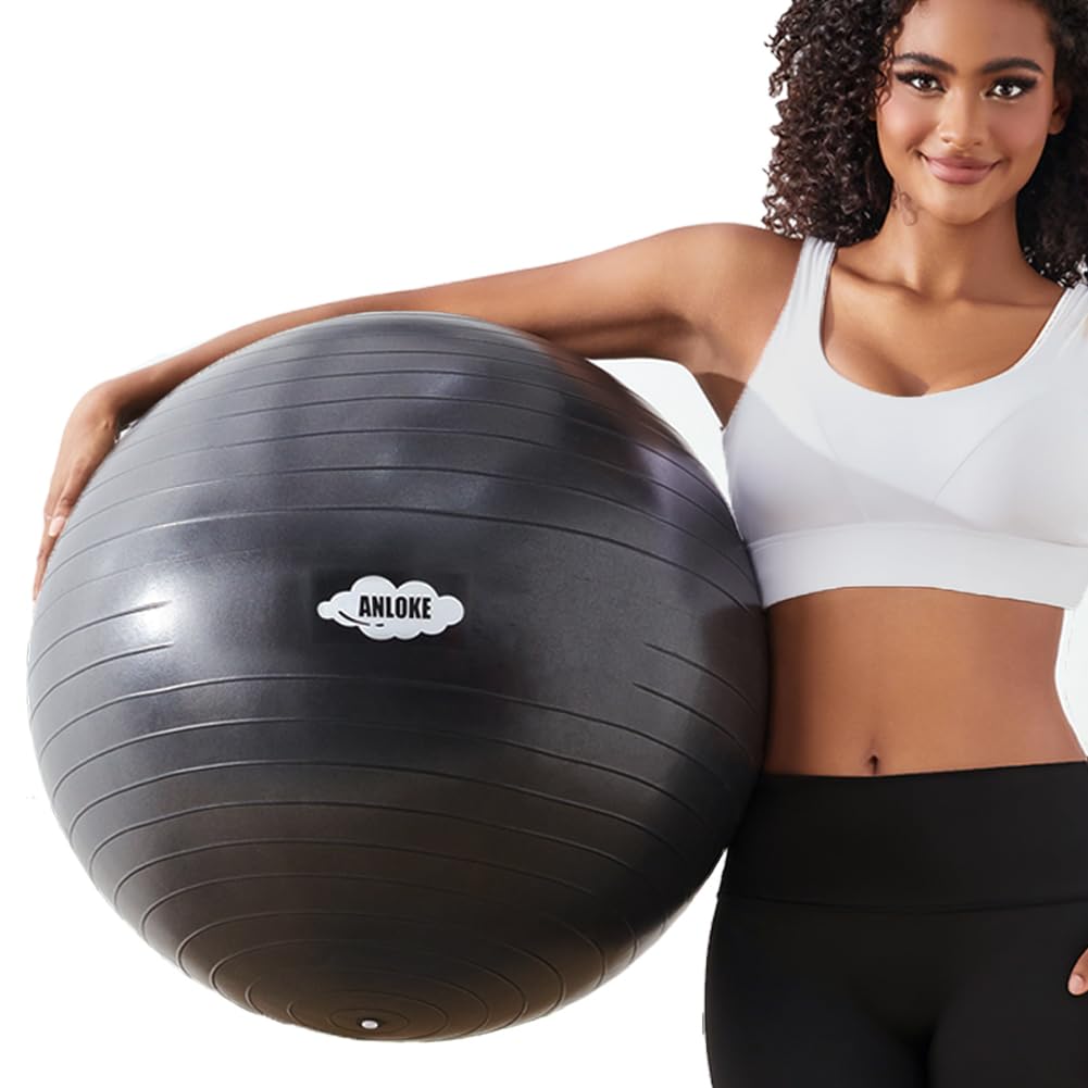 Yoga Ball for Exercise Fitness & Balance, Anti-Burst Stability Ball Chair, Birthing Ball for Pregnancy,-L (23"~26") 65cm, Black