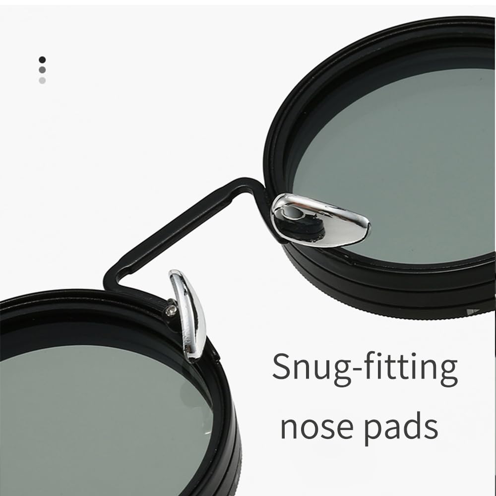 YG Culture Steampunk Rotating ND Filter Sunglasses, Adjustable Tint & UV400 Protection for Driving, Fishing, and Outdoor Activities (Black Frame)