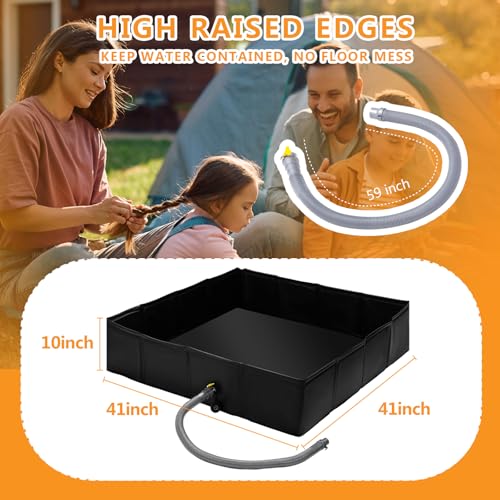 Wintogo 41 x 41 x 10 in Portable Foldable Shower Pan with Detachable Drain Pipe for RV, Outdoor & Indoor Use