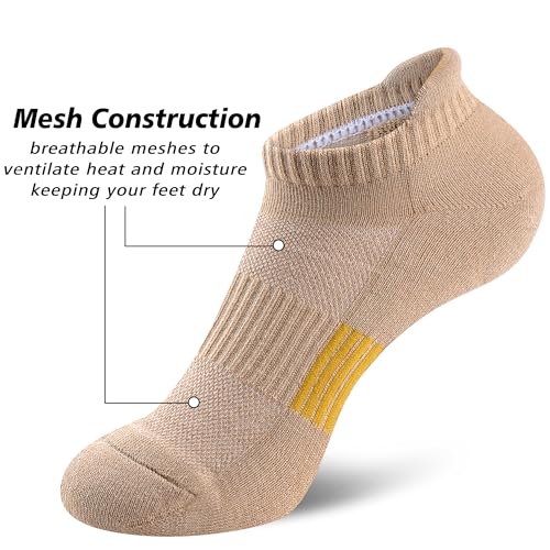 Gonii Ankle Socks for Women 6-8 / Quotidian - Cushioned No Show Athletic Running Socks, 5 Pairs