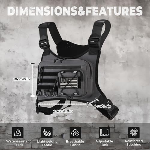 Outdoor Sports Chest Bag for Men - Gray, EDC Travel Vest Holster