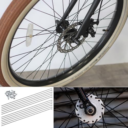 14G Stainless Steel Bicycle Spokes Set - 12pcs 290mm Black