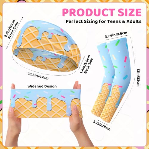 Ice Cream Headbands & Arm Sleeves Set - Pink, White, Blue