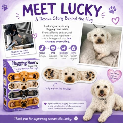 Adorable Dog Bandages - Hugging Paws Wound Wraps, 24 Ct