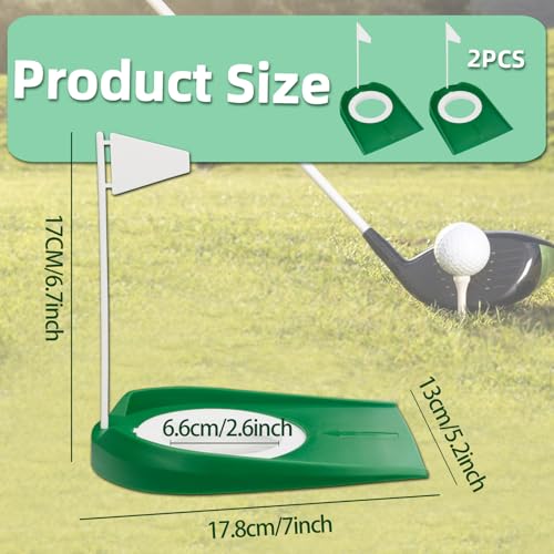 Golf Putting Cup Set with White Flag - 2pcs Indoor Outdoor Practice