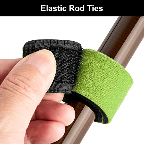 Adjustable Fishing Rod Straps - 8 Pcs Neoprene Ties - Green