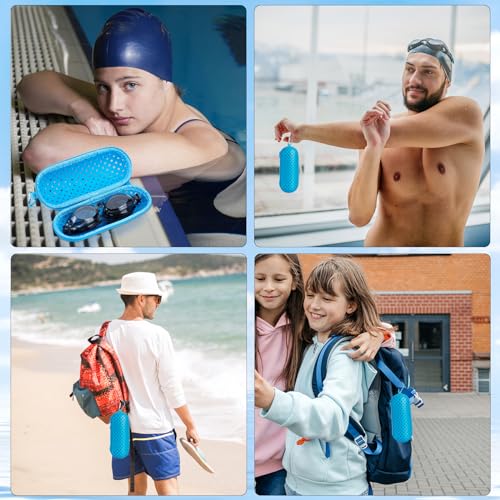 Swim Goggle Case - Light Blue Protective Silicone Zipper Case