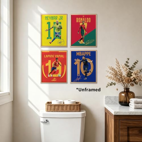 Soccer Wall Art Poster Set - 5 Unframed Prints, 8x10 Inches - Multicolor 1545
