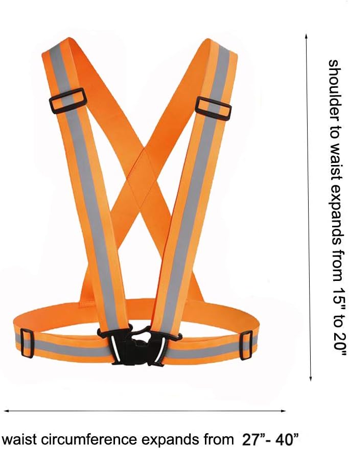 Skiennix Reflective Running Vest - Adjustable Safety Gear with High Visibility Straps | 3-Pack