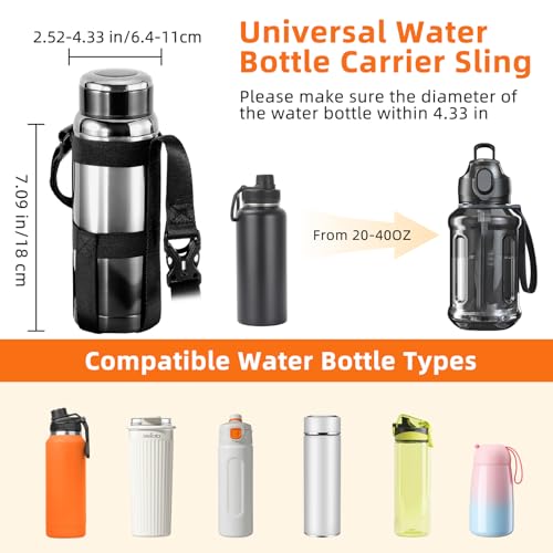 Nuovoware 2 Pack Water Bottle Holder with Strap, Fits 20-40 oz, Orange & Black