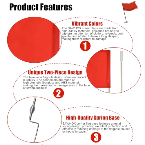 67-Inch Soccer Corner Flags Set of 4 - Durable & Portable