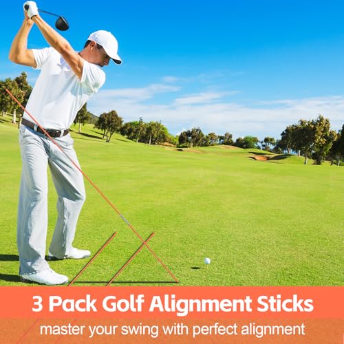 Collapsible 48-Inch Golf Alignment Sticks - 3 Pack