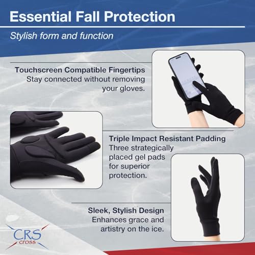 Padded Ice Skating Gloves for Girls - Black, Youth Medium/Large