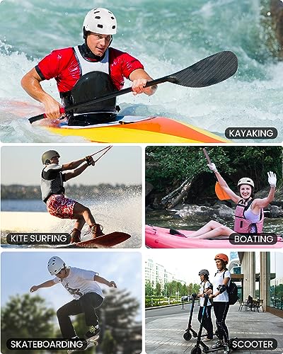 Kayak Helmet with Ear Pads - Adjustable Surf Helmet, Matte Orange / Medium