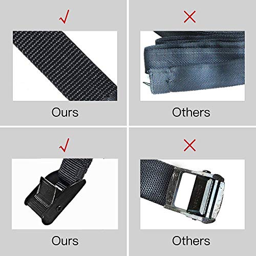 Heavy Duty Tie Down Straps 1" x 6.5 ft - 2pcs Black