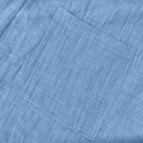 Lightweight Cotton Linen Cardigan for Women - Blue, XX-Large