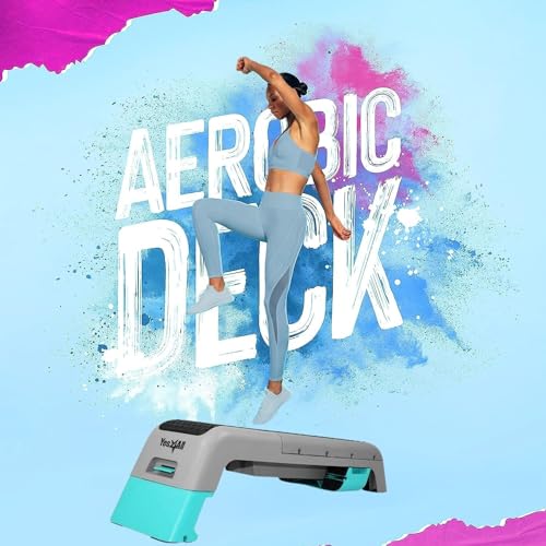 Aerobic Deck Fitness Station - Weight Bench & Stepper - Blue/Grey