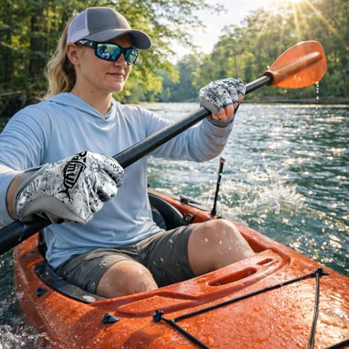 Palmyth Ashen Large UPF 50+ Fishing Gloves for Men & Women – Fingerless Kayak Gloves