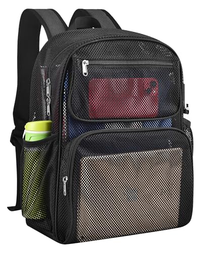 Heavy Duty Mesh Backpack - Transparent Beach & Pool Bag