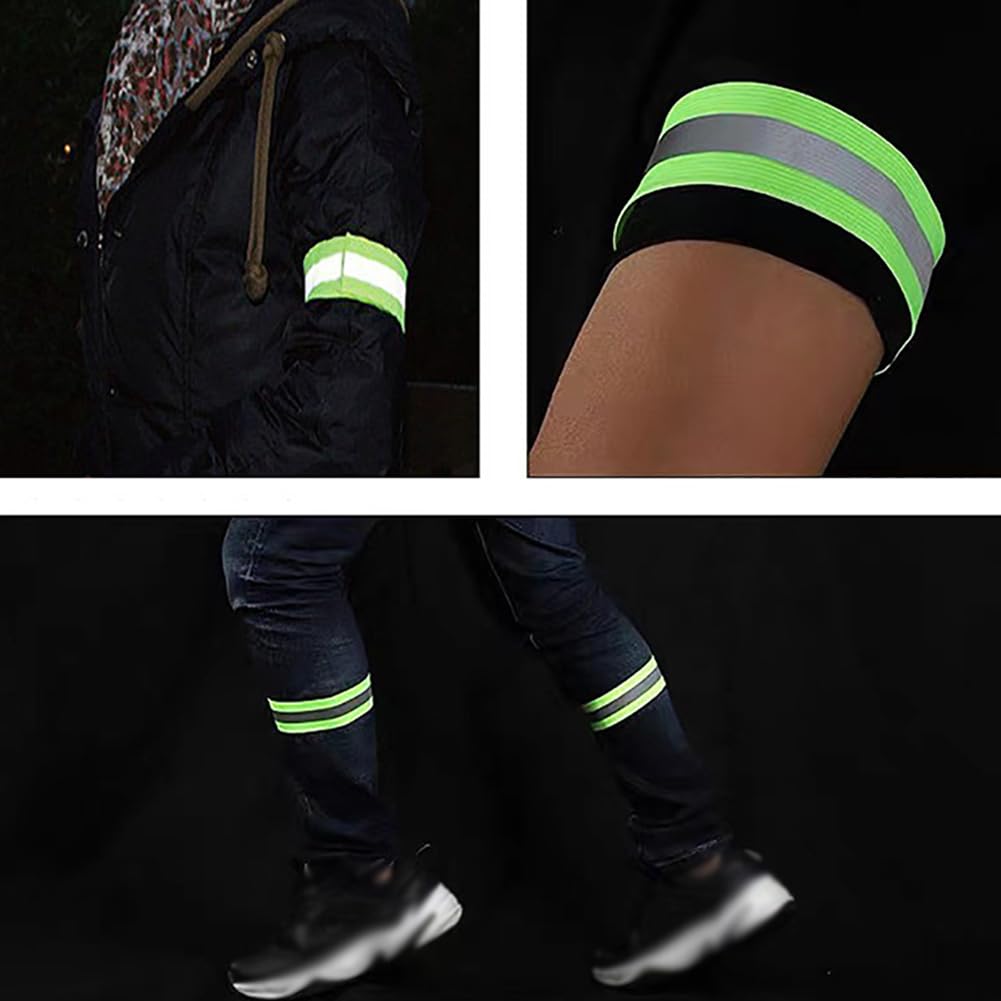 UUYYEO 8 Pcs Reflective Elastic Armbands Reflective Cycling Strips Reflective Running Leg Bands High Visibility Running Straps Wrist Reflective Strips Outdoor Walking Arm Bands