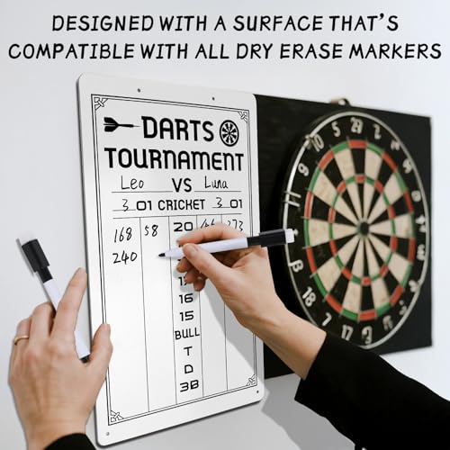 Dry Erase Dart Scoreboard for Cricket & 01 Games - 15.3 x 9.8 Inches