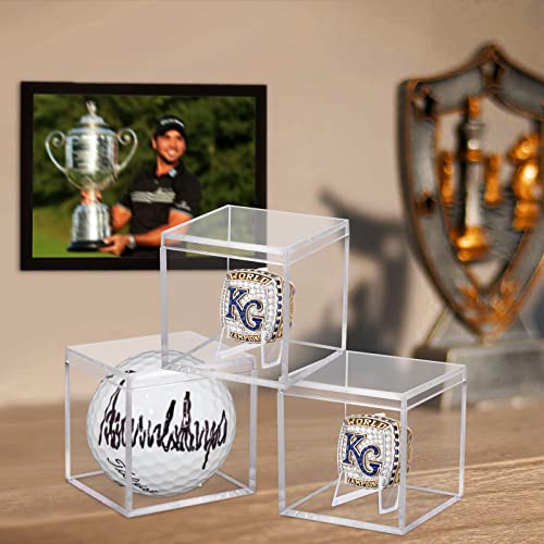 Championship Ring Display Case Set - 3 Clear Acrylic Holders