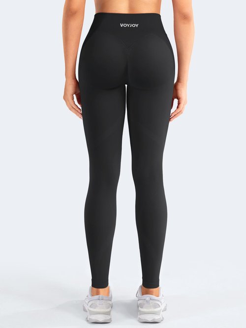 VOYJOY Workout Butt Lifting Leggings for Women Hidden Scrunch Tummy Control Gym Leggings Seamless Yoga Pants Black S