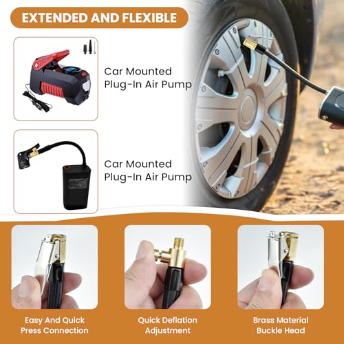 12-Inch Tire Inflator Extension Hose - Flexible Rubber Air Line for Car, Motorcycle, Bicycle