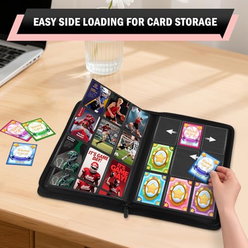 9 Pocket Card Binder - 30 Page Storage Album for Trading Cards, Pink