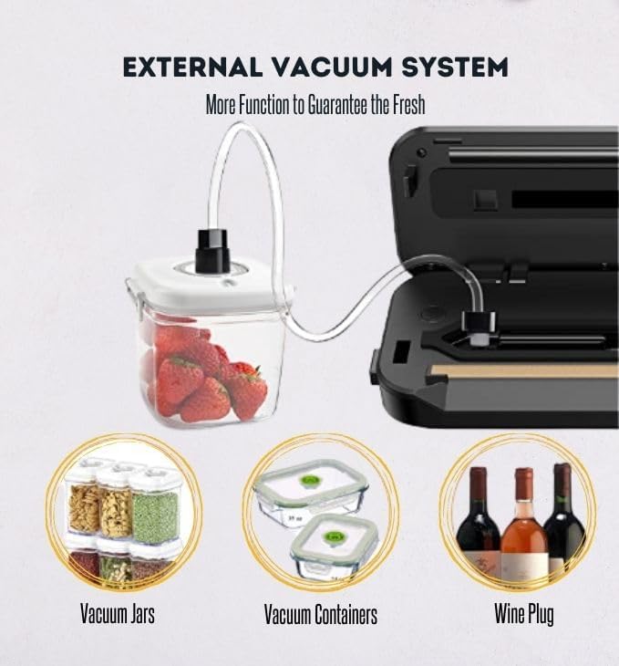 MEGAWISE Vacuum Sealer Machine - 2025 Model with Starter Kit, Dry & Moist Modes, Compact Design & 10 Bags