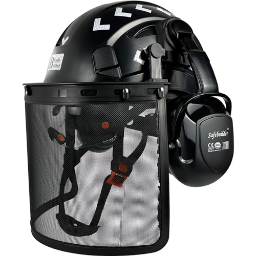 Forestry Safety Helmet with Build-in Visor Mesh Face Shield Ear Muffs 4 in 1 Chainsaw Safety Hard Hats
