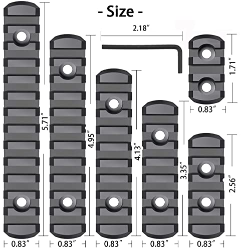 Ultralight Single Picatinny Rail - 5 to 13 Slots - Black