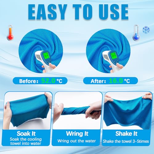 Cooling Towels 4-Pack - 40" x 12" Microfiber, Multicolor