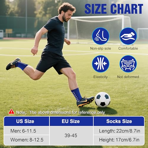 Men's Soccer Socks with Grip Pads - 4 Pairs, Black - One Size