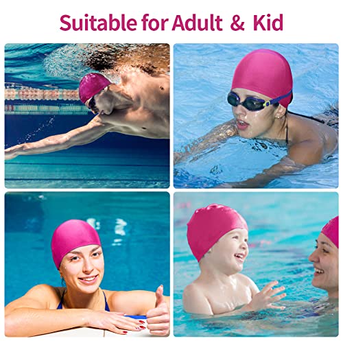 4 pcs Elastic Swim Caps for Both Women & Men Kids Fabric Durable