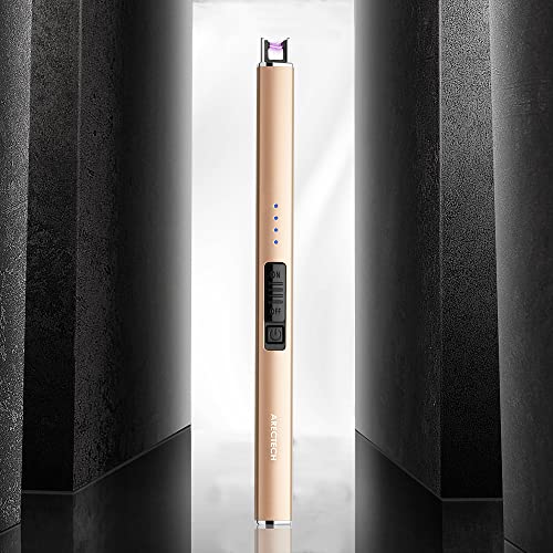 Rechargeable Plasma Arc Candle Lighter with Type-C Cable - Gold