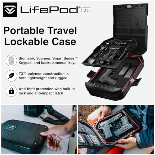Biometric Lockable Portable Travel Pistol Safe - LifePod 20