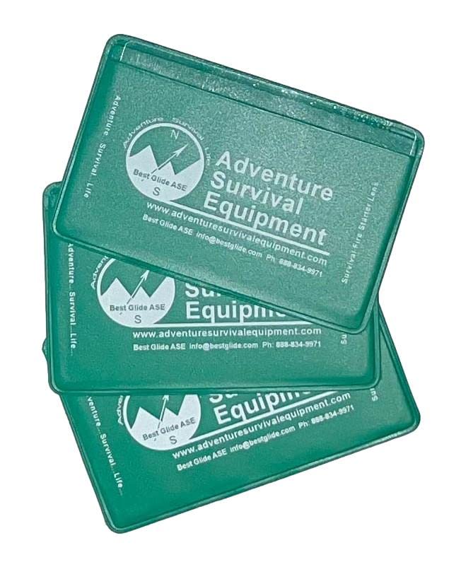 Credit Card Fresnel Lens Fire Starter and 4X Magnifier - 3 Pack - Green