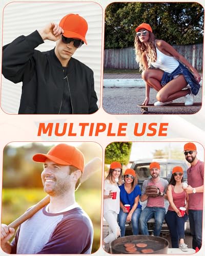 Handepo 24 Bulk Orange Baseball Caps Adjustable – 24 Pack