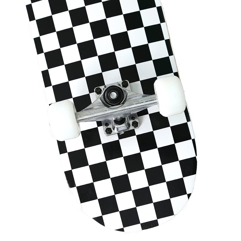 ANNEE 31x8 Inch Pro Skateboard Complete,7 Layer Canadian Maple Wood Double Kick Concave Skate Boards, Tricks Skateboards for Youths,Beginners,Girls,Boys,Kids,Teens,Adults (Black, White)