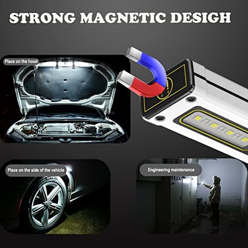 Rechargeable LED Tactical Flashlight with Red Blue COB Work Light - Black